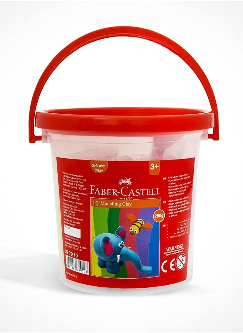 FABER-CASTELL - Faber-CastellMODELLING CLAY 250GM 10 COLORS X 25GM IN A PLASTIC BUCKET - Image 1