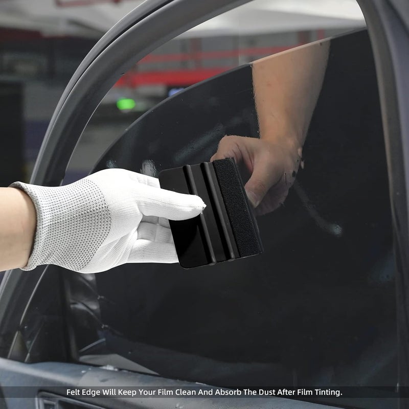 Ehdis 10pcs Vinyl Squeegee 4 Inch Car Vinyl Scraper Decal Applicator Window Tint Wallpaper Smoothing Tool with Black Fabric Felt Edge(Pure Black) - Image 5