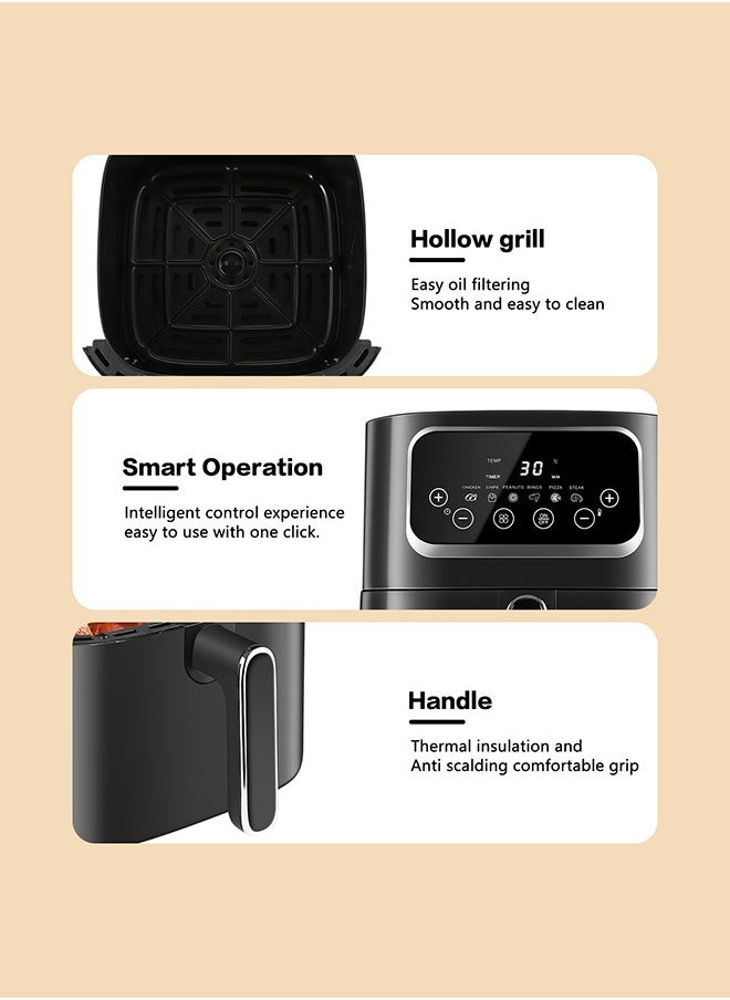 KENWORTH - Air Fryers 10L Large Size , 6 Presets, One-touch Panel, 360° Turbo Airflow Tech, Nonstick Air Fryer Basket,dishwasher-safe, Elegant Black Design - Image 1