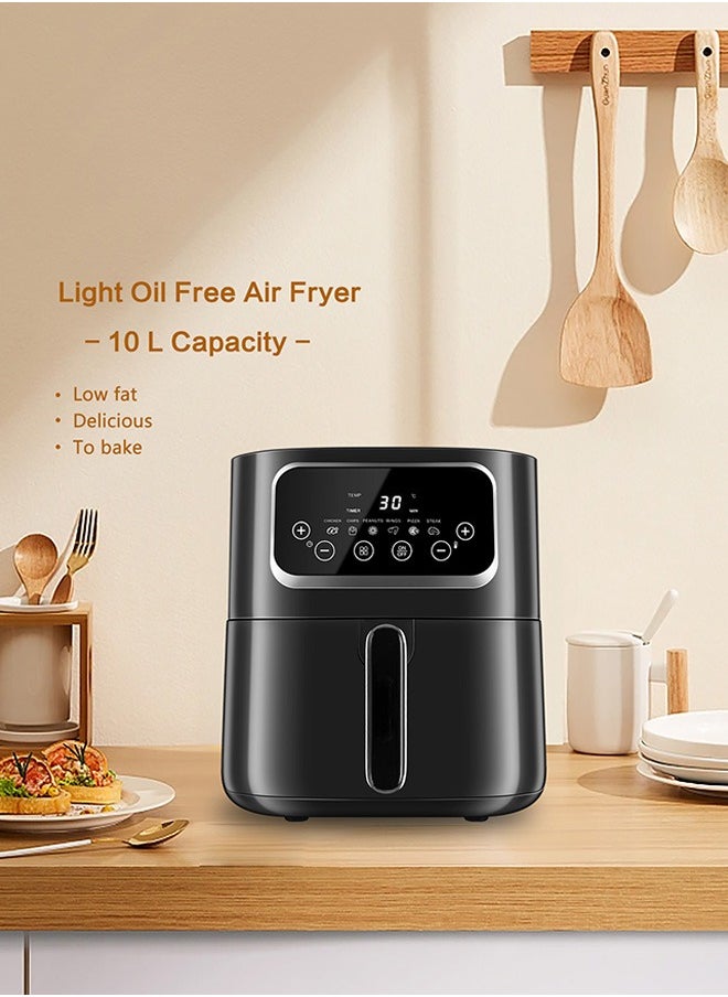 KENWORTH - Air Fryers 10L Large Size , 6 Presets, One-touch Panel, 360° Turbo Airflow Tech, Nonstick Air Fryer Basket,dishwasher-safe, Elegant Black Design - Image 1