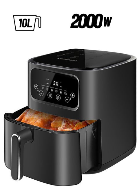 Air Fryers 10L Large Size , 6 Presets, One-touch Panel, 360° Turbo Airflow Tech, Nonstick Air Fryer Basket,dishwasher-safe, Elegant Black Design