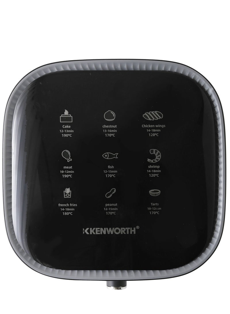 KENWORTH Air Fryers 10L Large Size , 6 Presets, One-touch Panel, 360° Turbo Airflow Tech, Nonstick Air Fryer Basket,dishwasher-safe, Elegant Black Design  - Image 3