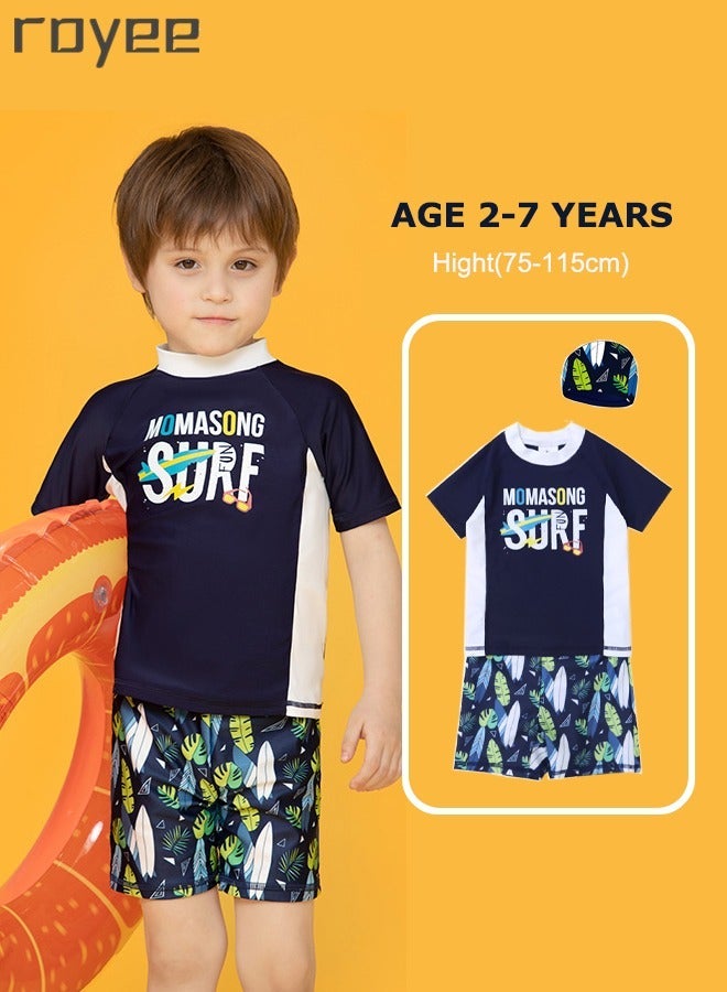 Royee Children's Mermaid Swimsuit， Long sleeved One Piece Sun Proof kids Swimwear With Swim Cap For Height 70-120cm Girls - Image 1