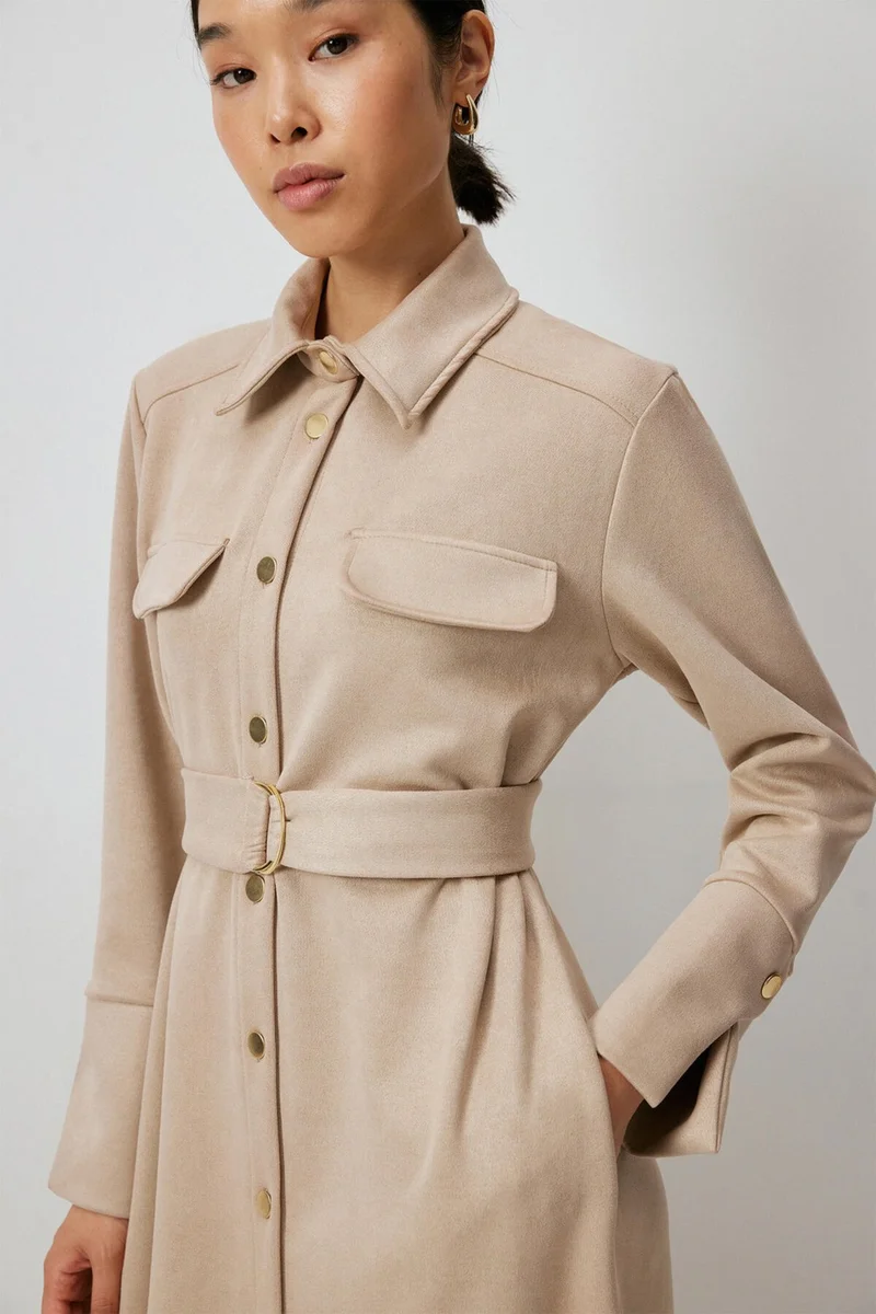 توتشي Gold Buttoned Shirt Dress