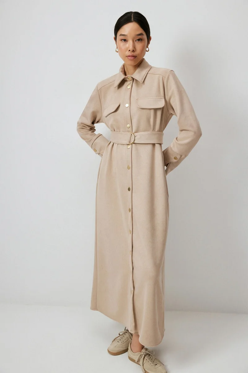 توتشي Gold Buttoned Shirt Dress