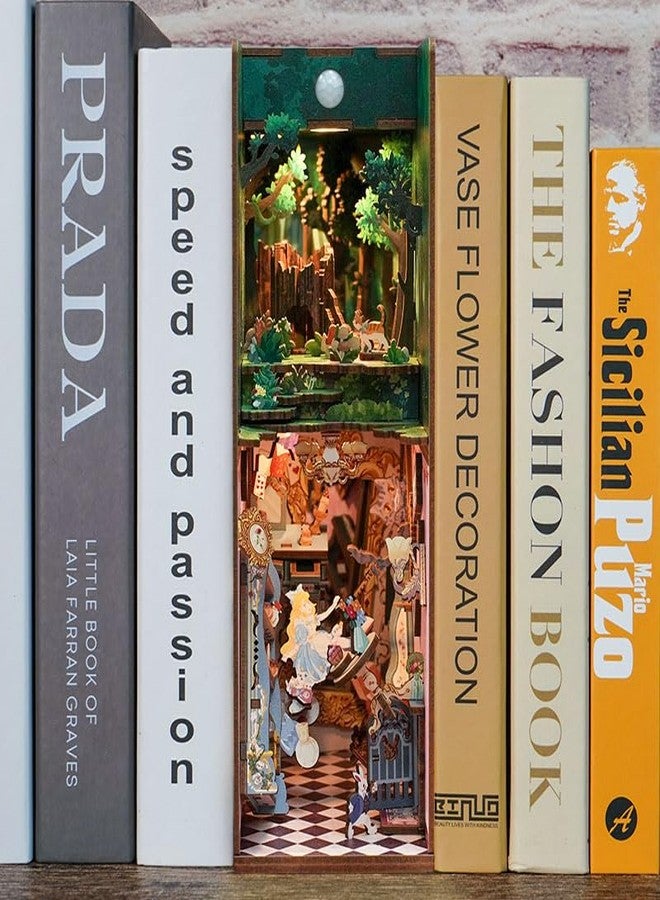 Hands Craft DIY Book Nook Kit - Decorative Miniature House Dollhouse LED Lights Booknook Bookshelf Insert Wooden Puzzle 3D Bookends Book Stand Décor - Image 5