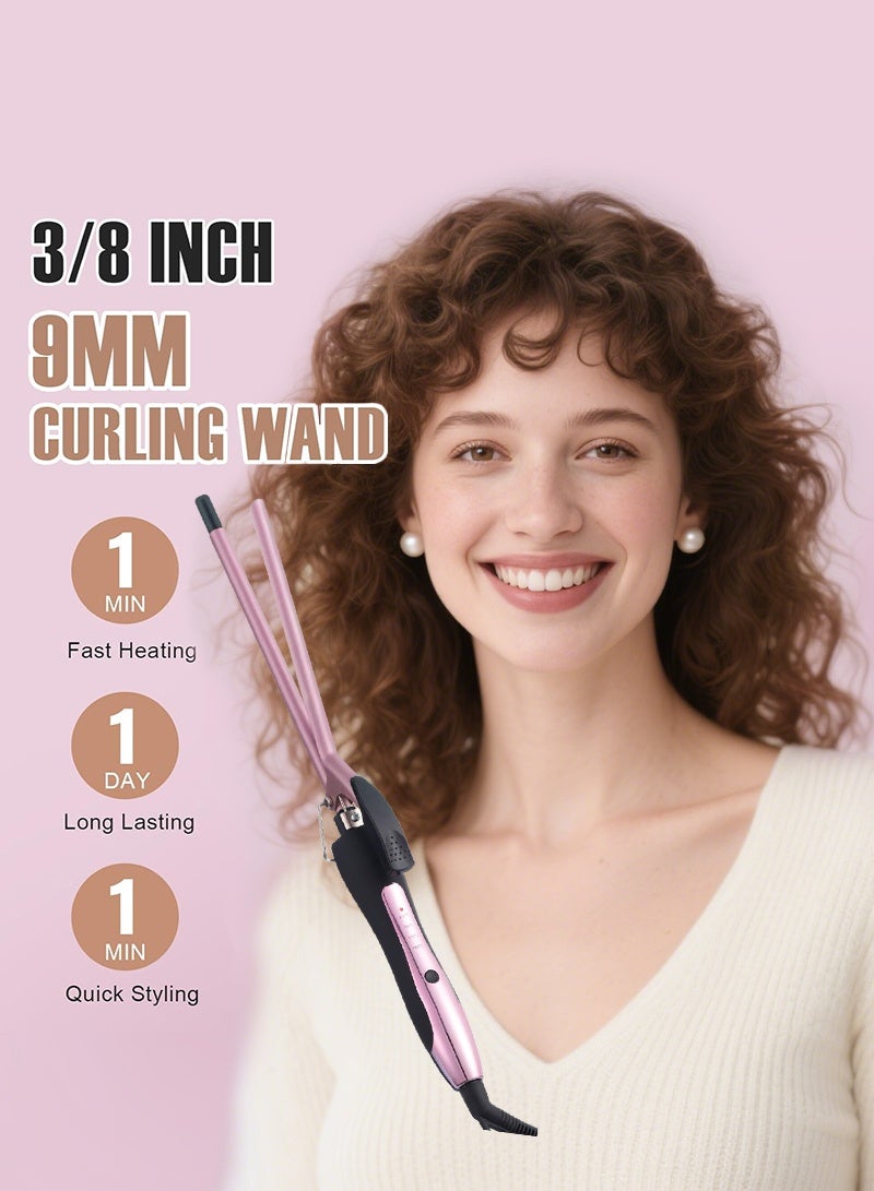 BESTIS 9mm Thin Curling Iron, 3/8 Inch Small Hair Curler Wand for Short & Long Hair, Small Ceramic Barrel with Adjustable Temperature for Tight Curls 150℃-210℃ - Image 2