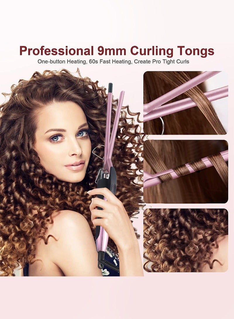 BESTIS 9mm Thin Curling Iron, 3/8 Inch Small Hair Curler Wand for Short & Long Hair, Small Ceramic Barrel with Adjustable Temperature for Tight Curls 150℃-210℃ - Image 3