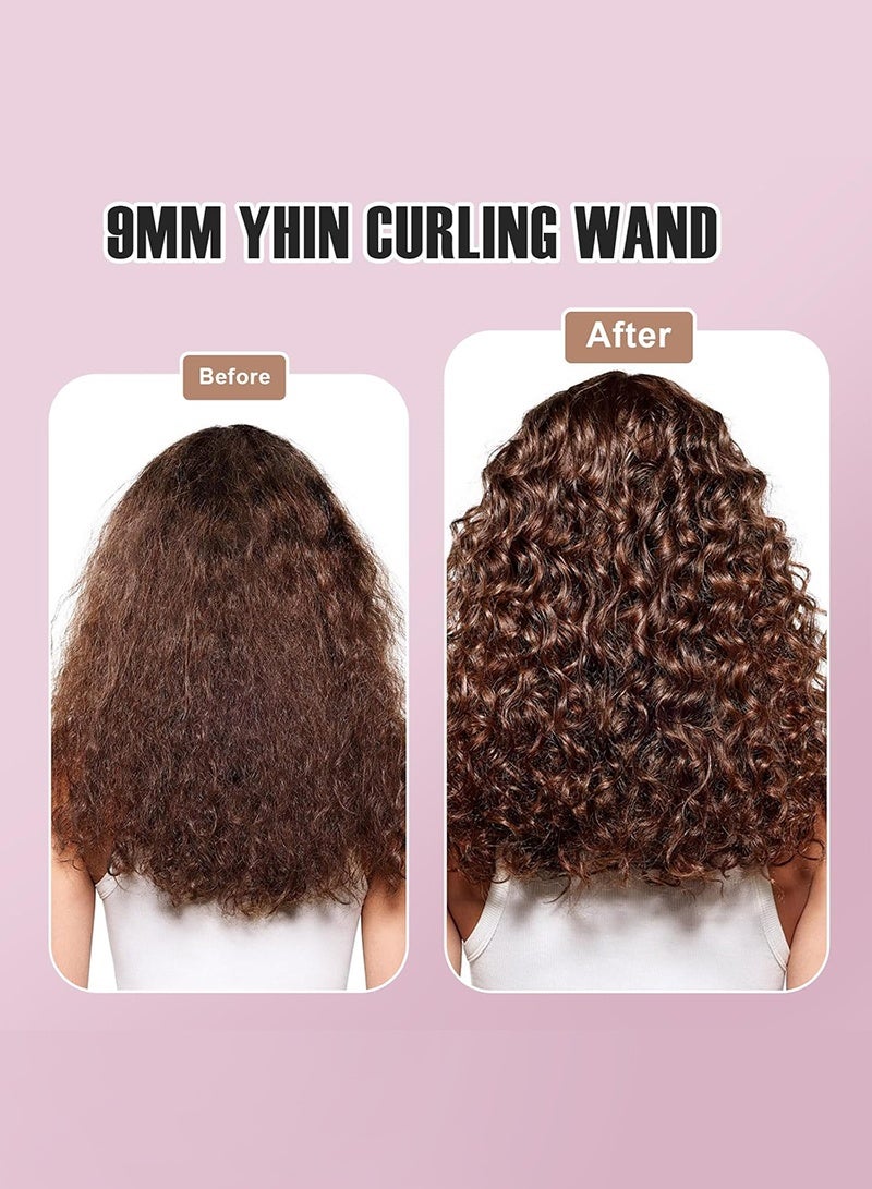 BESTIS 9mm Thin Curling Iron, 3/8 Inch Small Hair Curler Wand for Short & Long Hair, Small Ceramic Barrel with Adjustable Temperature for Tight Curls 150℃-210℃ - Image 4