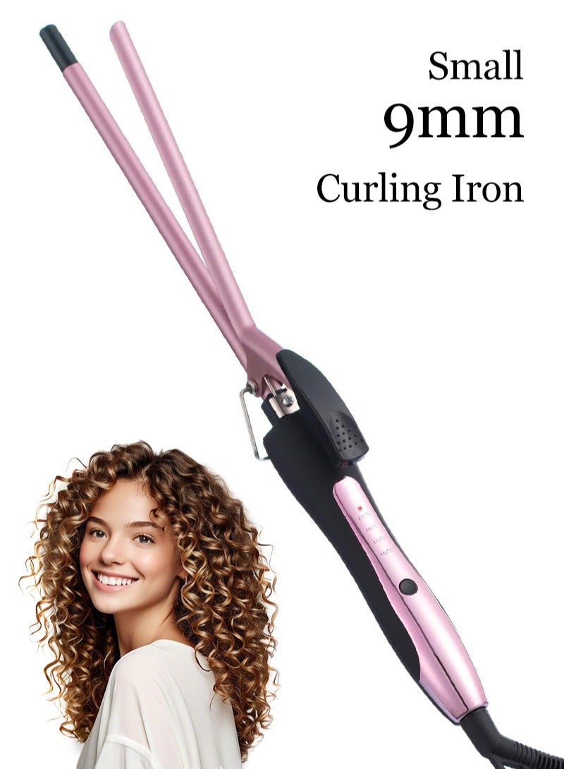 BESTIS 9mm Thin Curling Iron, 3/8 Inch Small Hair Curler Wand for Short & Long Hair, Small Ceramic Barrel with Adjustable Temperature for Tight Curls 150℃-210℃ - Image 1