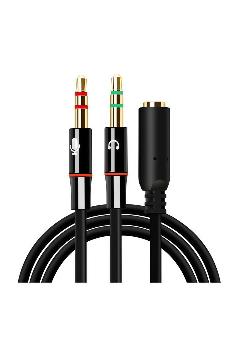 كوكونات مُقسِّم صوت Y للسماعة الذكرية والصوت الأنثوي، مقبس ذكر 2-3.5 ملم، مُقسِّم صوت Y للسماعة الستيريو، محول صوتي للكابل الأسود - Image 1