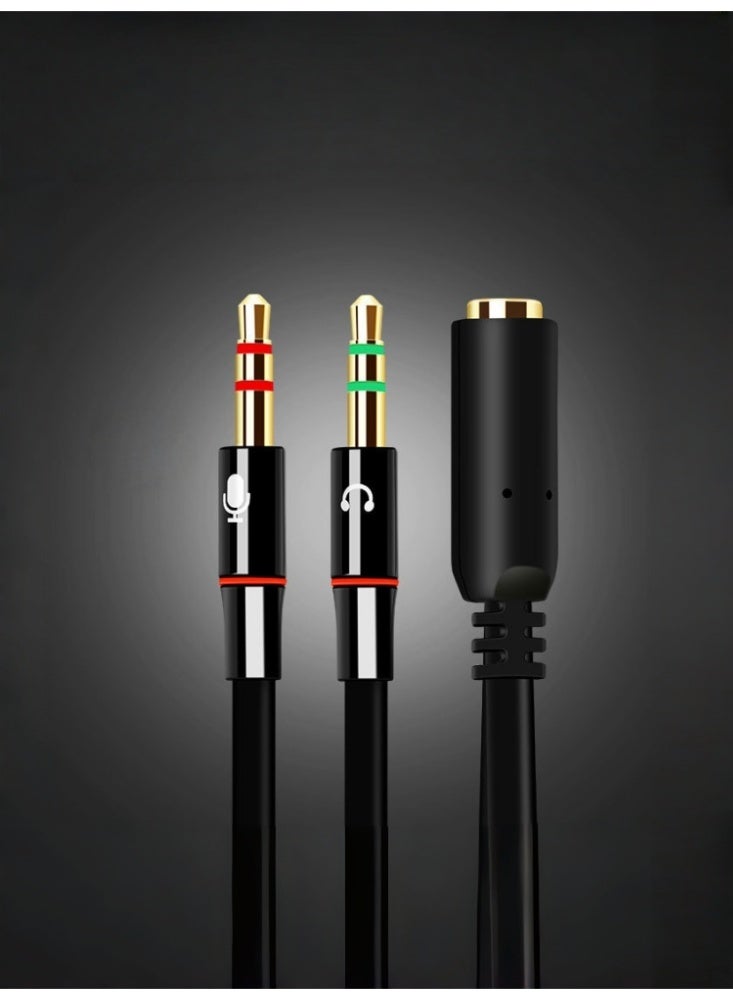 كوكونات مُقسِّم صوت Y للسماعة الذكرية والصوت الأنثوي، مقبس ذكر 2-3.5 ملم، مُقسِّم صوت Y للسماعة الستيريو، محول صوتي للكابل الأسود - Image 2