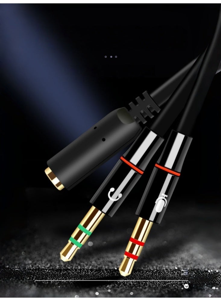 كوكونات مُقسِّم صوت Y للسماعة الذكرية والصوت الأنثوي، مقبس ذكر 2-3.5 ملم، مُقسِّم صوت Y للسماعة الستيريو، محول صوتي للكابل الأسود - Image 3