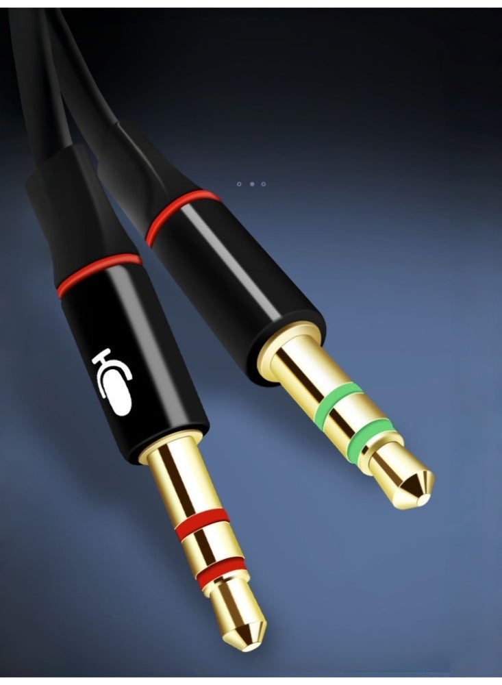 كوكونات مُقسِّم صوت Y للسماعة الذكرية والصوت الأنثوي، مقبس ذكر 2-3.5 ملم، مُقسِّم صوت Y للسماعة الستيريو، محول صوتي للكابل الأسود - Image 5