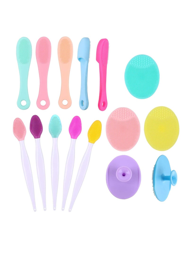 Yebeauty - Yebeauty Silicone Facial Cleansing Brush Set of 15, 5pcs Face Scrubber, 5pcs Nose Blackhead Remover and 5pcs Double-Sided Exfoliating Lip Brush Lip Exfoliator Tool for Skincare - Image 1