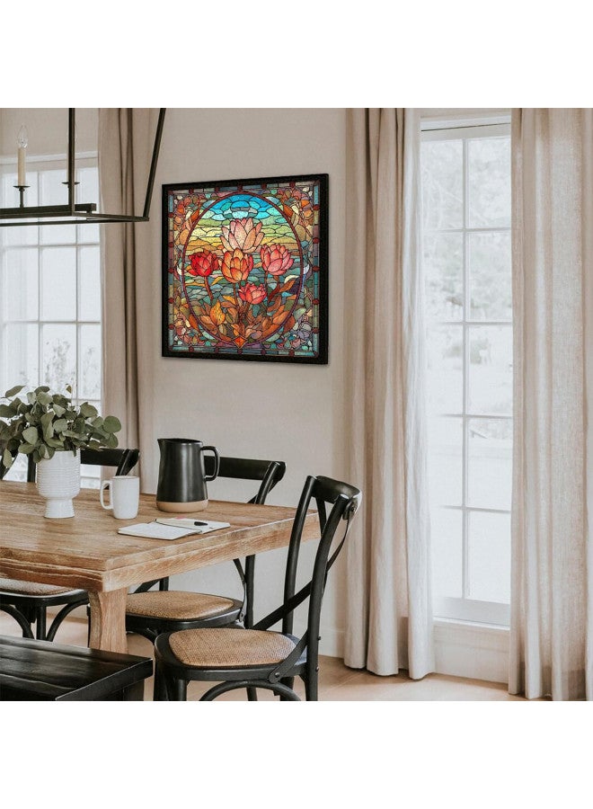 PICKFORU Stained Glass Flower Puzzles for Adults 1000 Pieces, Vintage Art Puzzles Floral, Impossible Hard Challenging Puzzles for Adults, Colorful Stained Glass Jigsaw Puzzle - Image 4