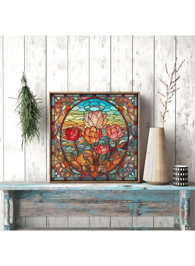 PICKFORU Stained Glass Flower Puzzles for Adults 1000 Pieces, Vintage Art Puzzles Floral, Impossible Hard Challenging Puzzles for Adults, Colorful Stained Glass Jigsaw Puzzle - Image 3
