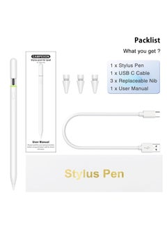 Generic Stylus Pen for iPad 9th & 10th Generation, 5 Minutes Fast Charge, Compatible with iPad/iPad Pro/iPad Air/iPad Mini (2018-2024), with Tilt Sensitivity, Palm Rejection Technology, and Magnetic Feature for Professional Drawing, Writing, and Designing (White)  - Image 2