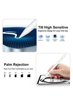 Generic Stylus Pen for iPad 9th & 10th Generation, 5 Minutes Fast Charge, Compatible with iPad/iPad Pro/iPad Air/iPad Mini (2018-2024), with Tilt Sensitivity, Palm Rejection Technology, and Magnetic Feature for Professional Drawing, Writing, and Designing (White)  - Image 3