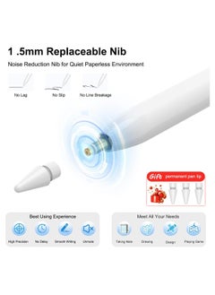 Generic Stylus Pen for iPad 9th & 10th Generation, 5 Minutes Fast Charge, Compatible with iPad/iPad Pro/iPad Air/iPad Mini (2018-2024), with Tilt Sensitivity, Palm Rejection Technology, and Magnetic Feature for Professional Drawing, Writing, and Designing (White)  - Image 4