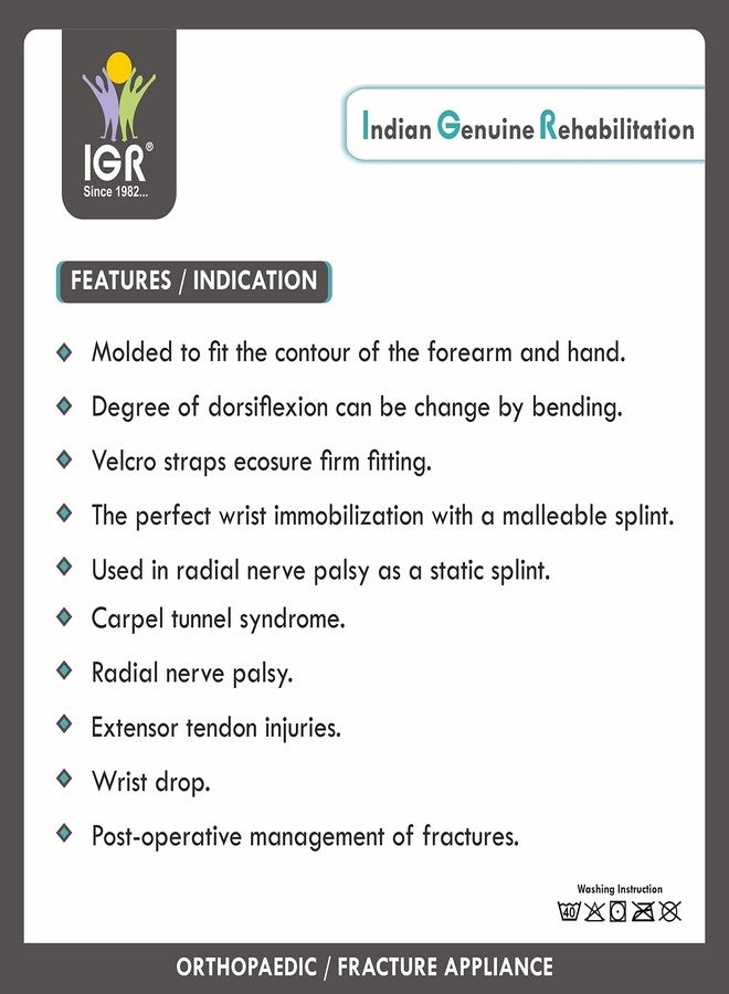 IGR جبيرة نصفية IGR COCK UP | متلازمة النفق الرسغي | تدلي الرسغ | جبيرة للنوم ليلاً ونهاراً | دعم للرسغ لتخفيف آلام التهاب الأوتار، والتهاب المفاصل، والكسور، والإصابات الرياضية | متوسط - Image 3