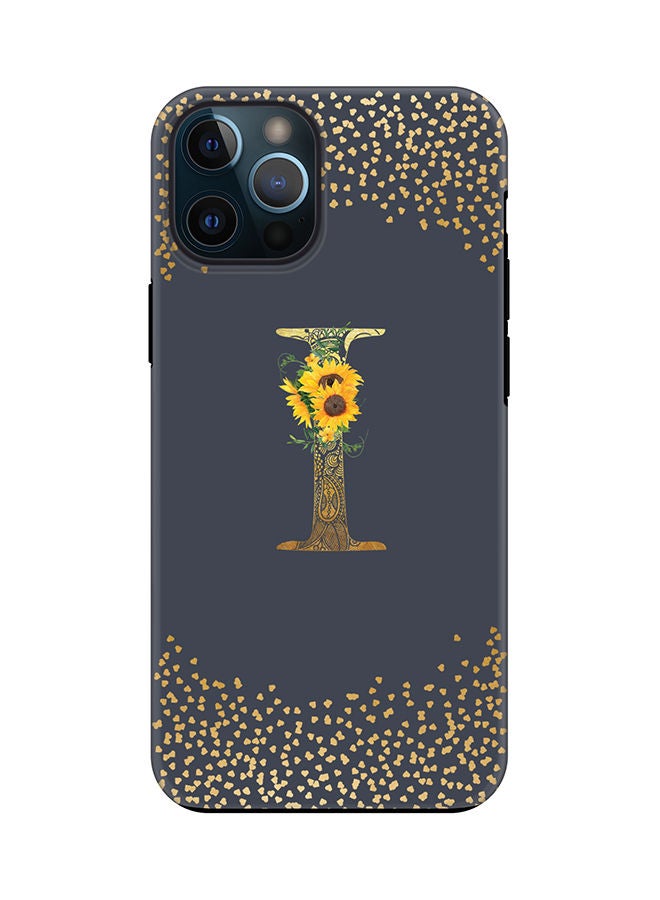 Stylizedd Monogram Tough Cover for Apple iPhone 12 Pro Case Custom Initials Letter Floral Mandala Pattern Tough Pro Dual Layer hybrid PC inner TPU protection Alphabet- I (Grey) - Image 1