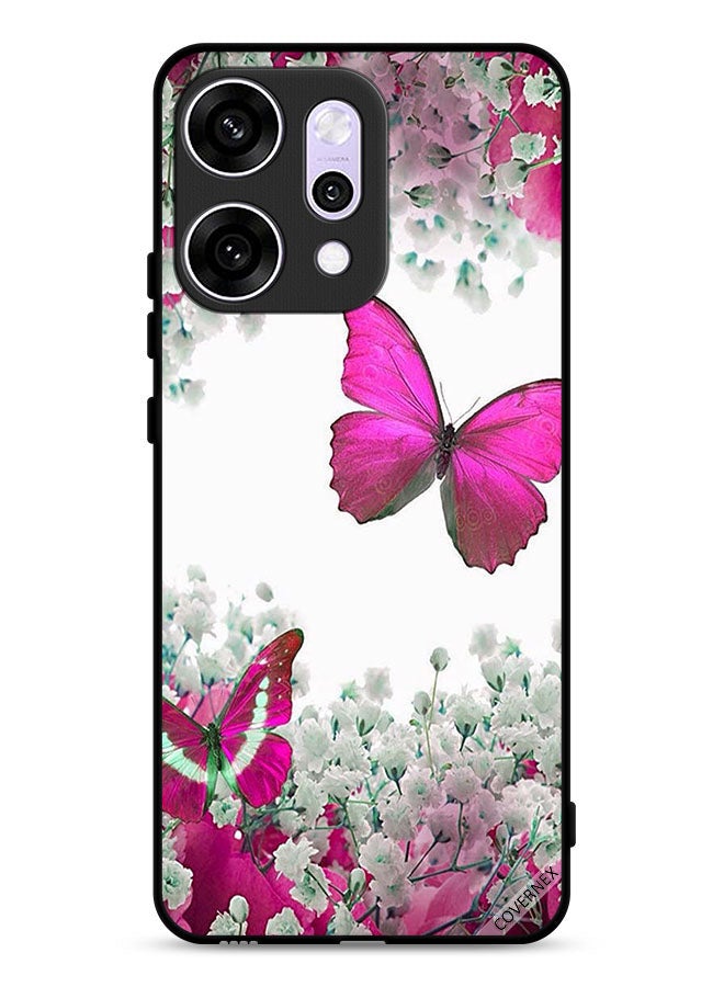 Covernex Oppo Reno14 Protective Case Cover Beautiful Butterflies And Small Roses
