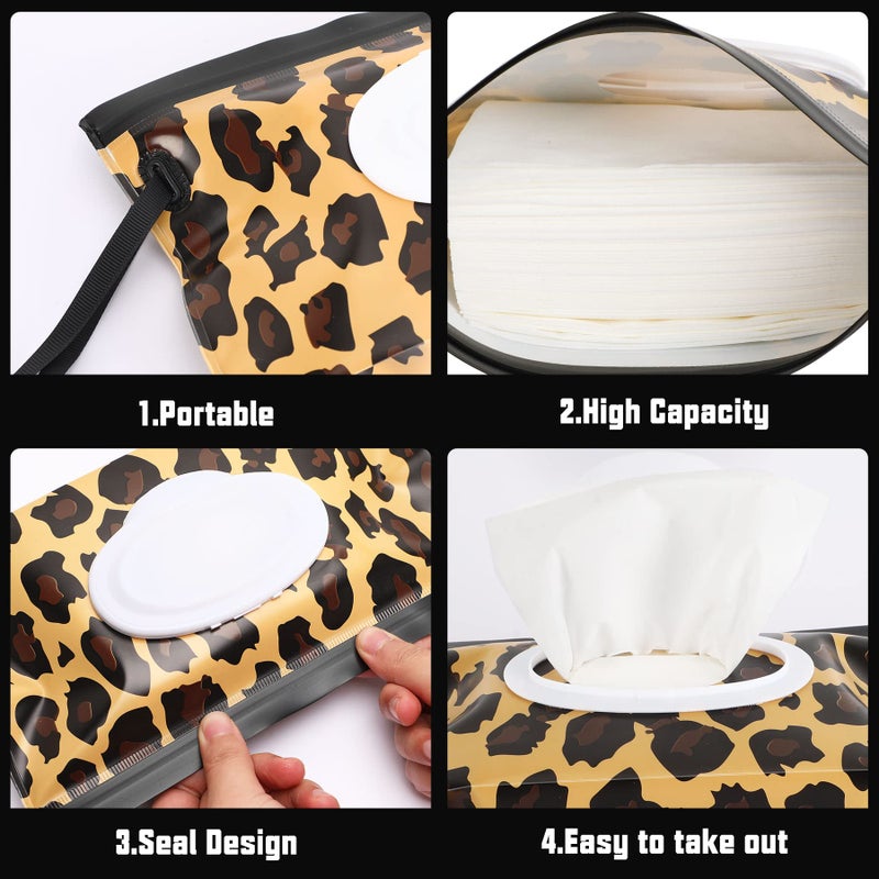 FEBSNOW 4 Pack Baby Wipe Dispenser, Portable Refillable Wipe Holder, Baby Wipes Container, Reusable Travel Wet Wipe Pouch - Image 3