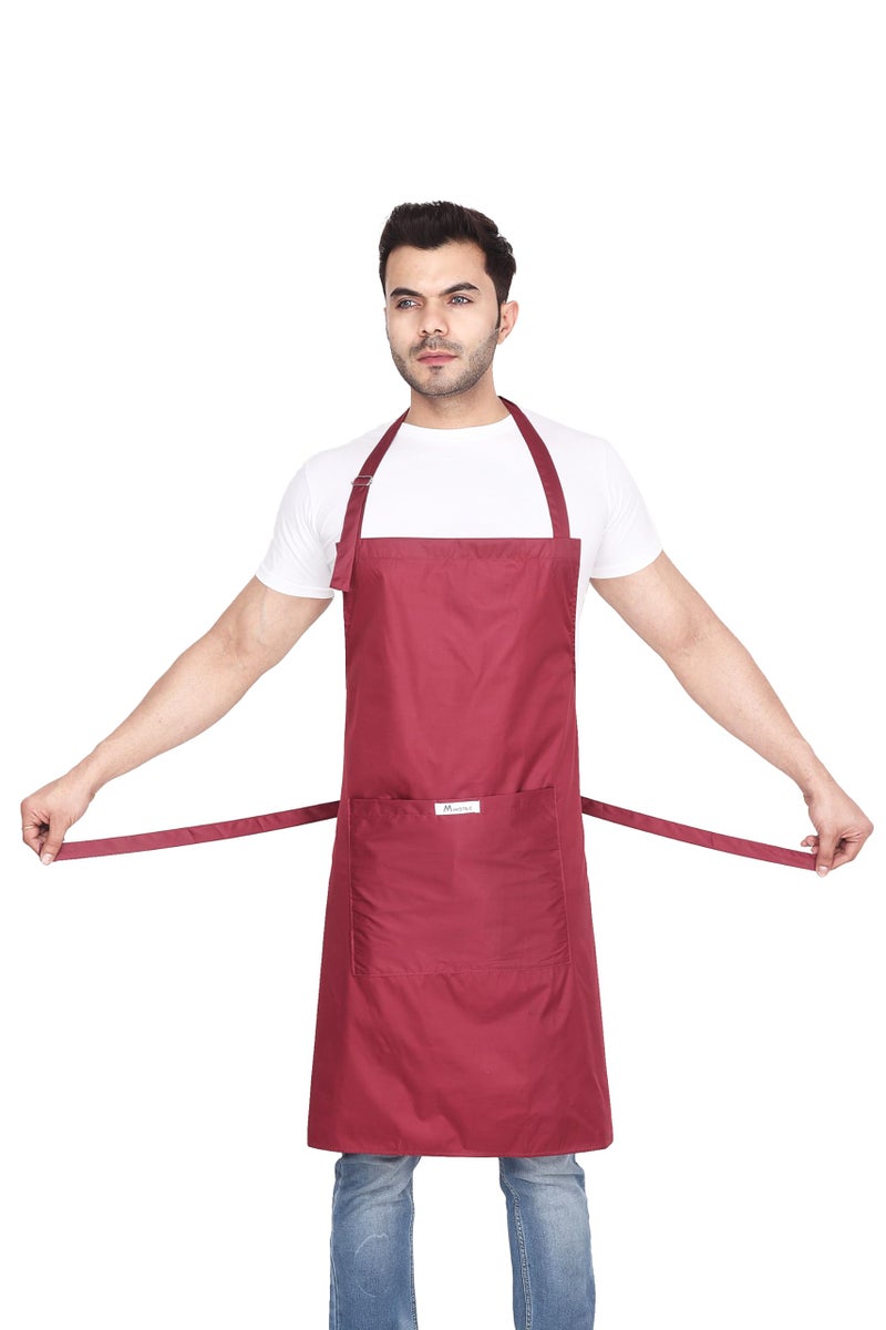 MAKSTILE Waterproof & Dustproof Apron For Dishwashing, Cooking, Dog Grooming, Gardening, Car Wash, Lab, Restaurant & Industrial Use | Unisex| Color-Coffee & Maroon | Pack Of 2 - Image 4