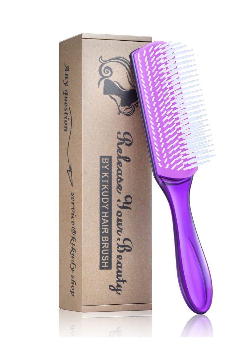 Y&D Hair Brush, Styling Brush 9 Row for Defining Curls Separating, Shaping - Blow-Drying, & Finishing Detangling Thick, Wavy, Curly or Coily (Purple)  - Image 1