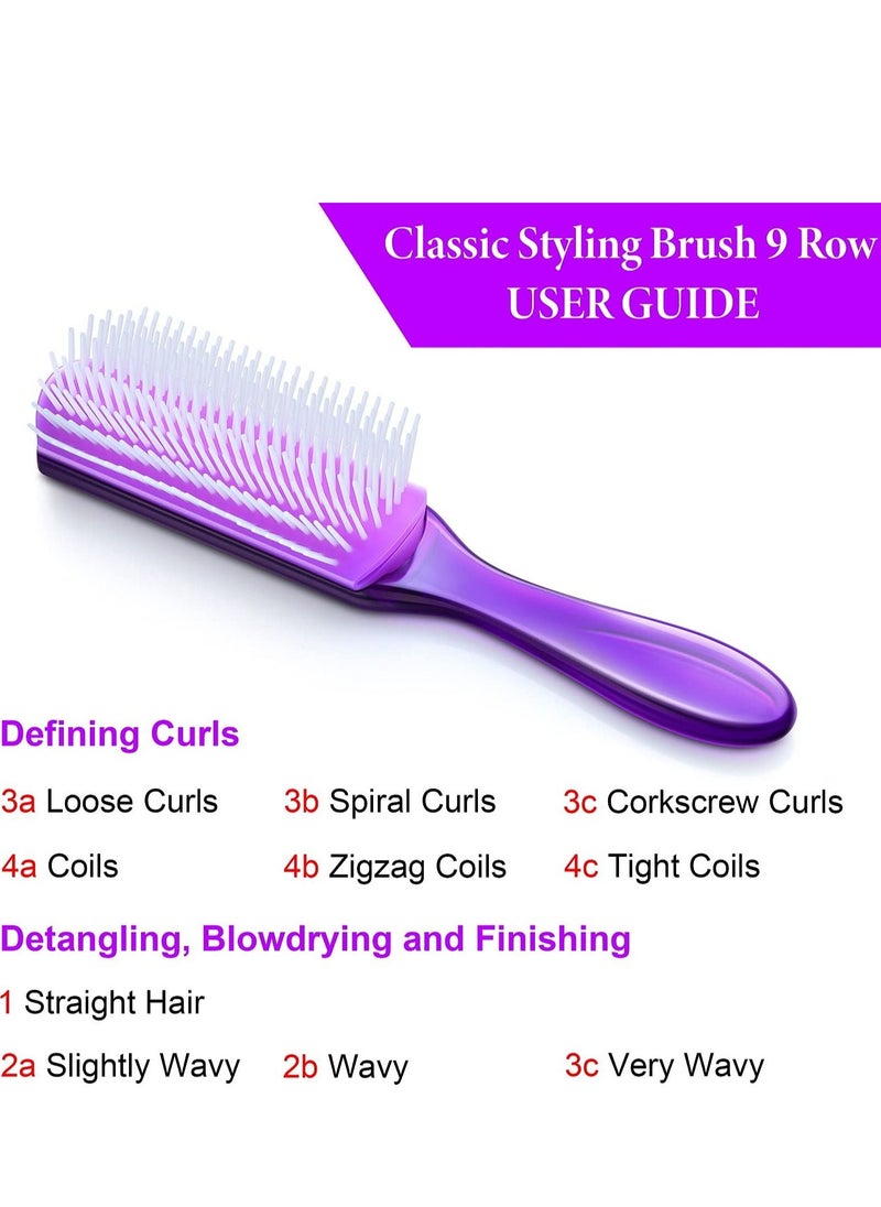 Y&D Hair Brush, Styling Brush 9 Row for Defining Curls Separating, Shaping - Blow-Drying, & Finishing Detangling Thick, Wavy, Curly or Coily (Purple)  - Image 5