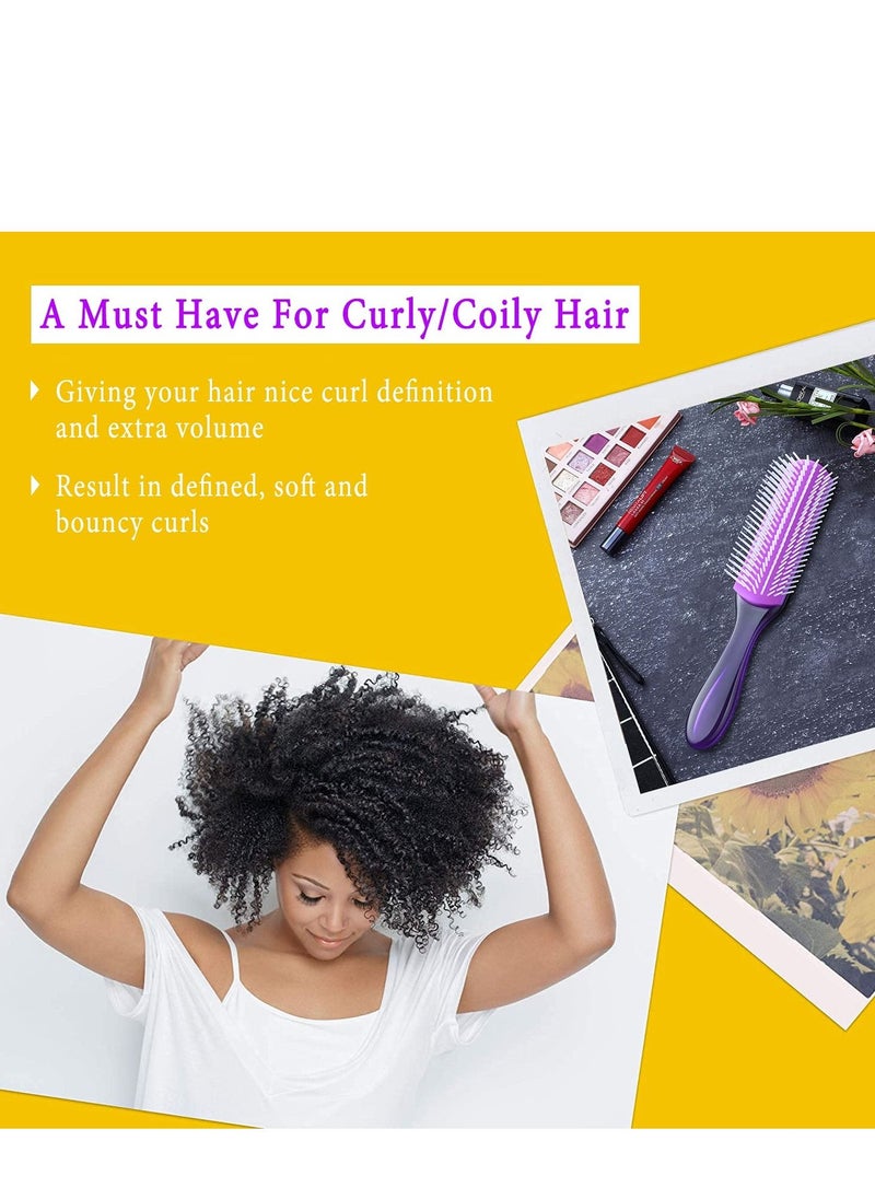 Y&D Hair Brush, Styling Brush 9 Row for Defining Curls Separating, Shaping - Blow-Drying, & Finishing Detangling Thick, Wavy, Curly or Coily (Purple)  - Image 3
