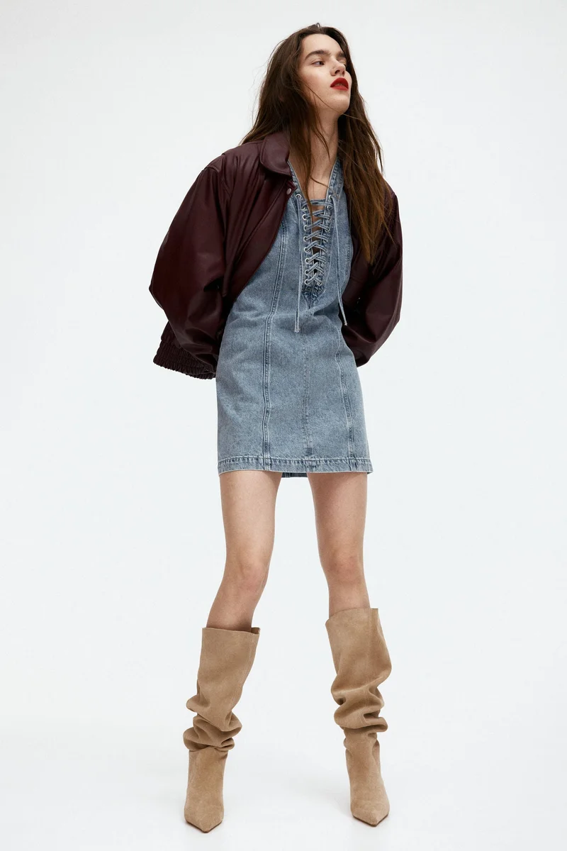 H&M Lacing-detail denim dress