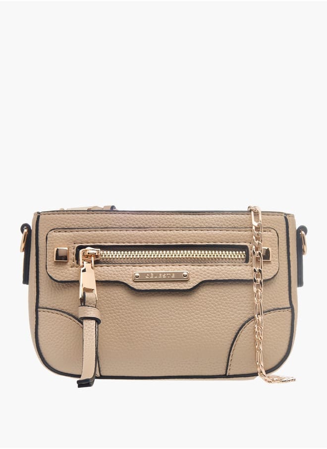 Celeste Women Textured Crossbody Bag with Detachable Chain Strap  - Image 1