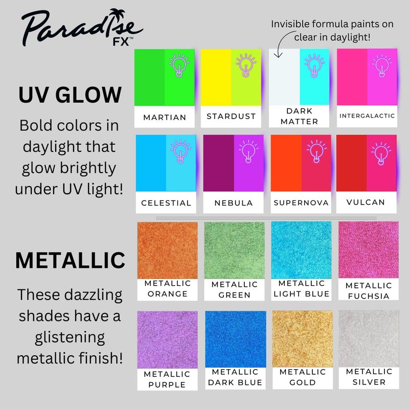 Mehron Paradise FX Metallics â€“ Metallic Purple 1.4 oz | Professional Water Activated Shimmering Metallic Paint for Raves, Costumes, Special Effects, Halloween, Stage, Screen, Theater & Cosplay FX - Image 4