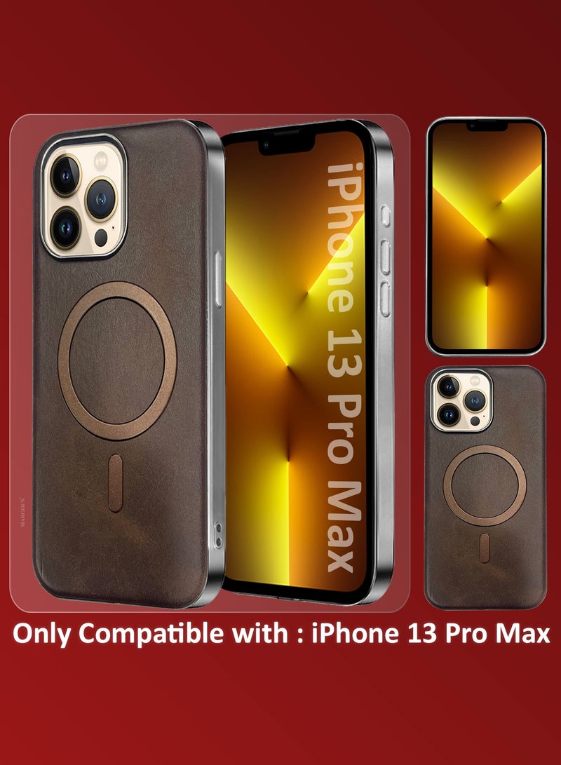 CATANES PU Leather Case for Apple iPhone 13 Pro Max Compatible with Magsafe, Shockproof Drop Proof Protective Slim Case Brown - Image 2