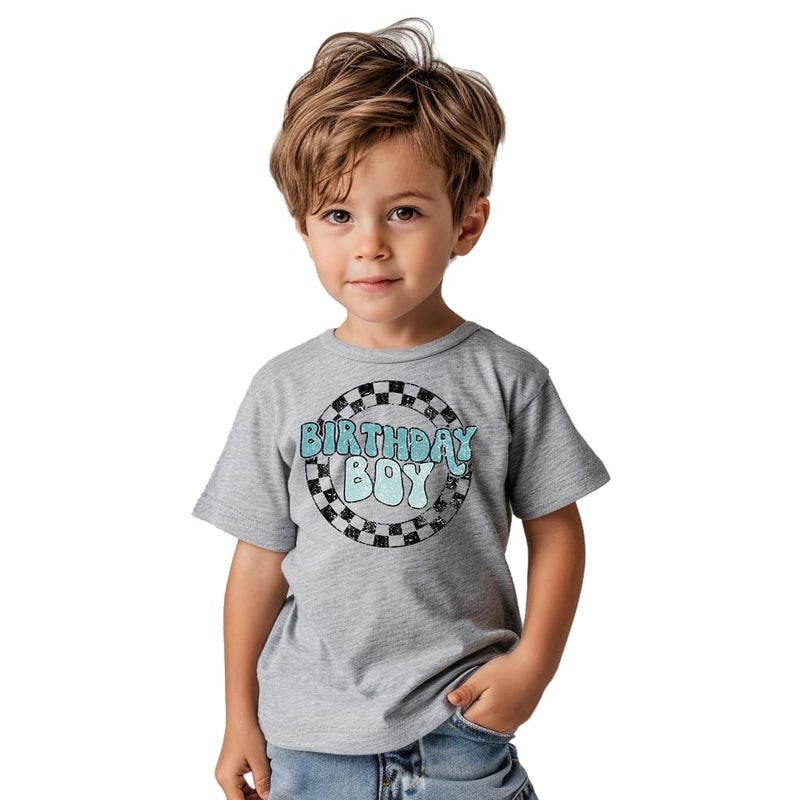 cheerilulu Birthday Boy Shirt, Toddler Boy Birthday T-Shirt, Grey, 2-3T, Short Sleeve, Regular Fit, Crew Collar, Crew Neck, All Seasons, Imported, 100% Cotton, Machine Wash, 1 Count - Image 1