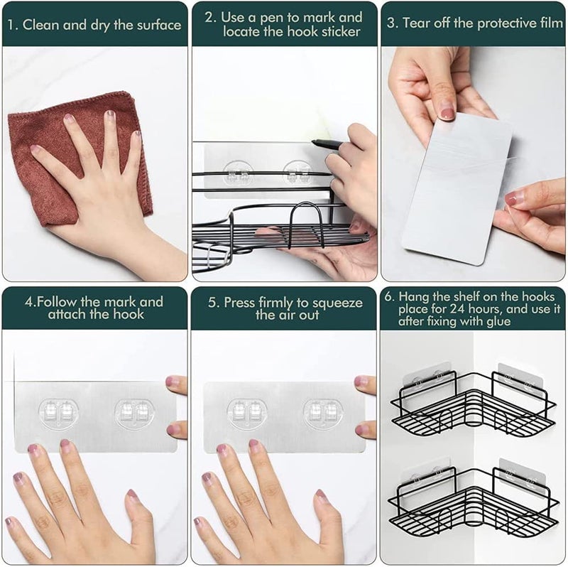 Episkey® Multipurpose Kitchen Self-Adhesive Metal Bathroom Corner Shelf Wall Mount Storage Rack, Soap Holder Box, Shower Racks and Stainless Steel Shelves Stands(Pack of 2) - Image 5