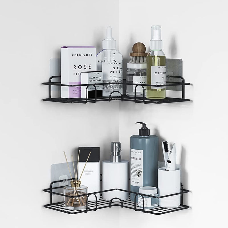 Episkey® Multipurpose Kitchen Self-Adhesive Metal Bathroom Corner Shelf Wall Mount Storage Rack, Soap Holder Box, Shower Racks and Stainless Steel Shelves Stands(Pack of 2) - Image 1