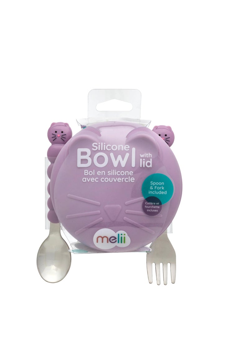 melii Cat Spoon And Fork Set For Toddlers Fun Safe Mess Free Self Feeding With Deep Spoon Rounded Fork Kid Friendly Knife Bpa Free  - Image 2