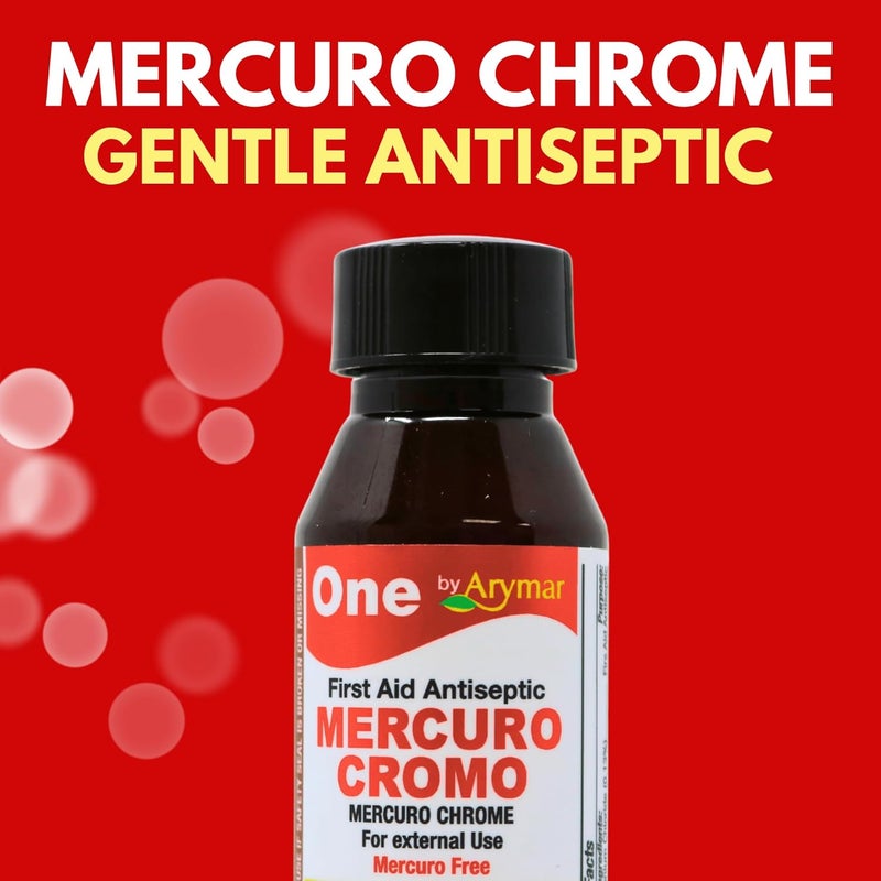 Arymar Mercuro Chrome Antiseptic Solution 1 fl oz. First Aid Topical Liquid for Minor Cuts, Scrapes & Burns - Image 1