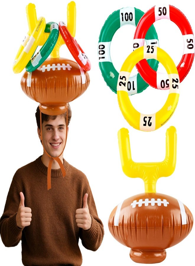 Lukinuo Football Goal Post Ring Toss Game Inflatable Football Post Ring Toss for Sports Birthday Party Game Day Tailgate Party Supplies - Image 1