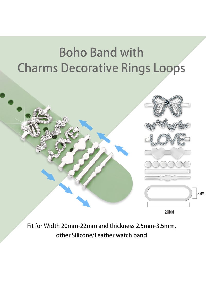 Excefore Watch Band Charms Compatible with Smart iWatch Band,  Silicone Bands Charms for 45mm 44mm 42mm 41mm 40mm 38mm Watch Band,  Smart Watch Decorative Ring 7pcs (No Band) - Image 2