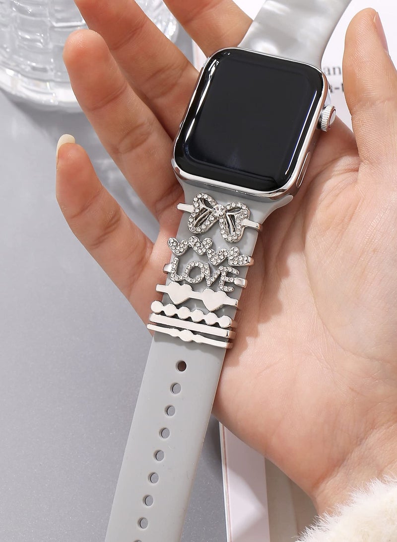 Excefore Watch Band Charms Compatible with Smart iWatch Band,  Silicone Bands Charms for 45mm 44mm 42mm 41mm 40mm 38mm Watch Band,  Smart Watch Decorative Ring 7pcs (No Band) - Image 5