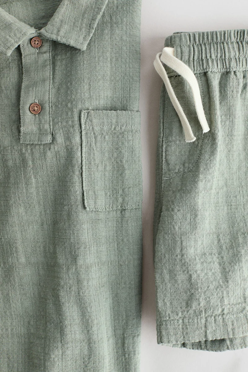 اتش اند ام طقم من قطعتين من مزيج القطن بملمس بارز