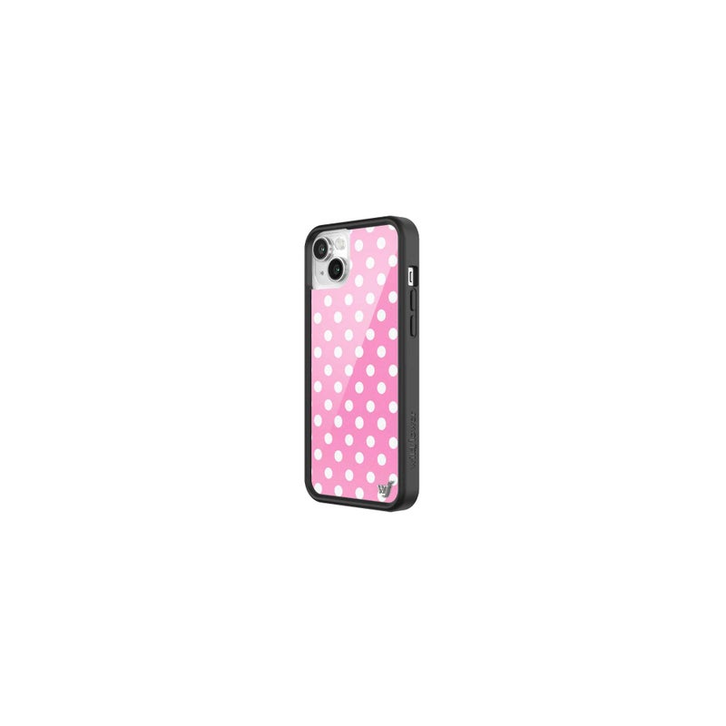 Wildflower Cases - Compatible with iPhone 13/14 | Protective Black Bumper, 6.5ft Drop Test Certified, Women Owned Small Business | Bright Aesthetic Cute Trendy | Polka Dot - Pink and White - Image 2