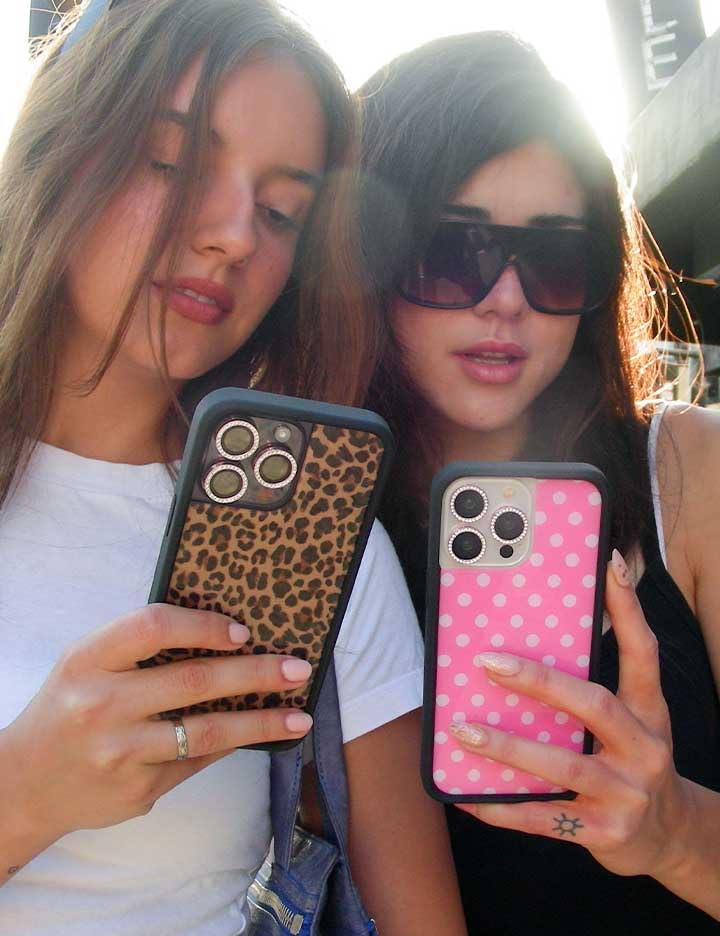 Wildflower Cases - Compatible with iPhone 13/14 | Protective Black Bumper, 6.5ft Drop Test Certified, Women Owned Small Business | Bright Aesthetic Cute Trendy | Polka Dot - Pink and White - Image 4
