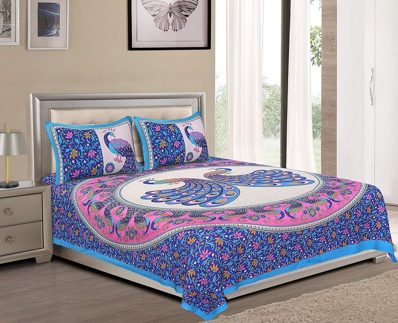 SDC Dreams HomeShop 100 Pure Cotton Rajasthani Tradition Queen Size Double Bedsheets with 2 Pillow Covers Queen Size Jaipuri Bedspreads - Image 2