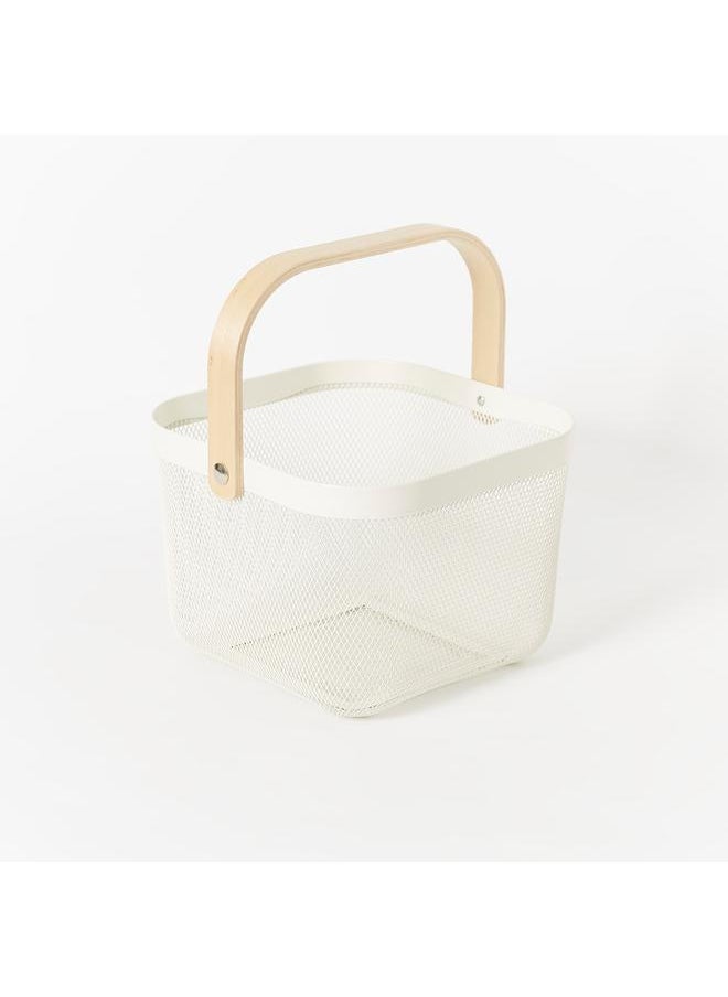 Home Box Storage Basket With Wooden Handle 25X25X17 Cm  - Image 5