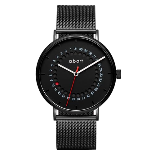 a.b.art Men's Watch, Swiss Parts Ronda Quartz Movement, Sapphire Crystal, Milanese Mesh Band, Ultra-Thin Case, Minimalist Bauhaus Design, 41mm Black Dial (FD41-285-1S) - Image 1